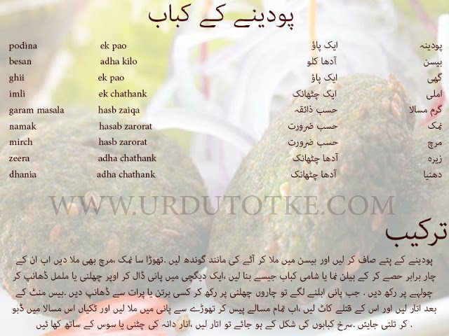 mint kebab recipe in hindi