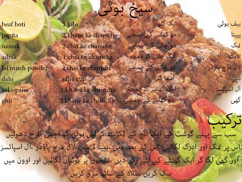 beef seekh boti recipe in urdu