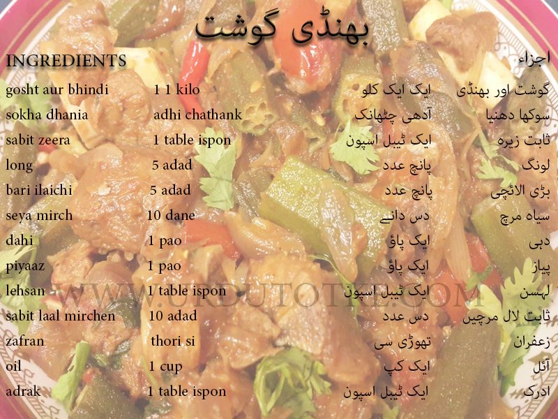 bhindi gosht recipe in urdu