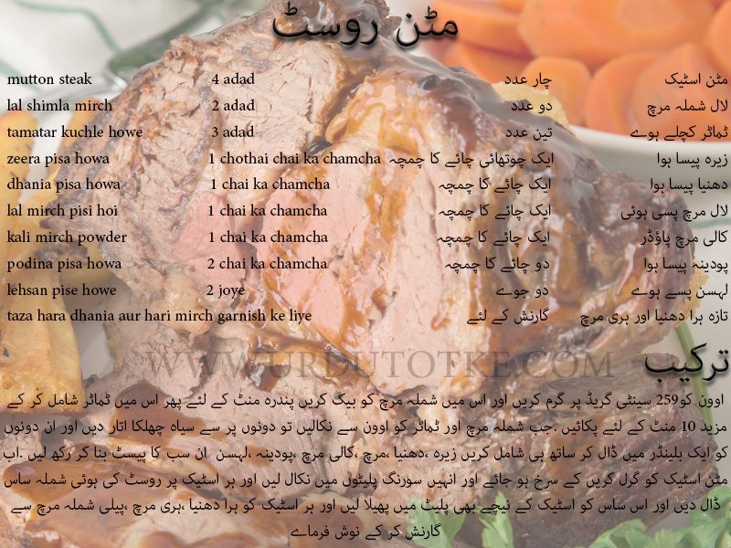 mutton roast recipe in urdu