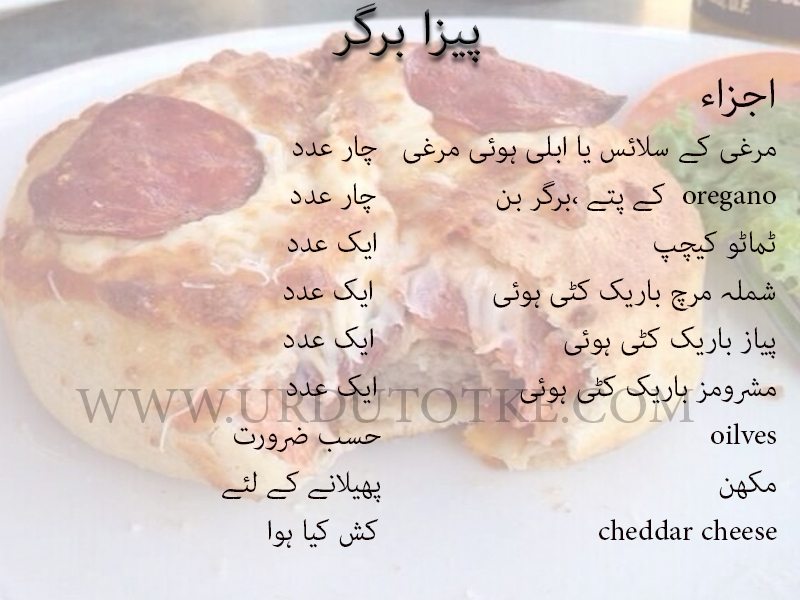 pizza burger recipe in urdu