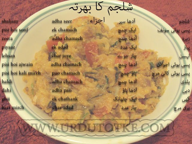 shaljam ka bharta recipe pakistani