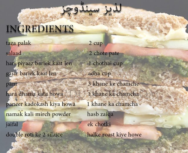 sandwich recipes in urdu - pakistani sandwich recipes