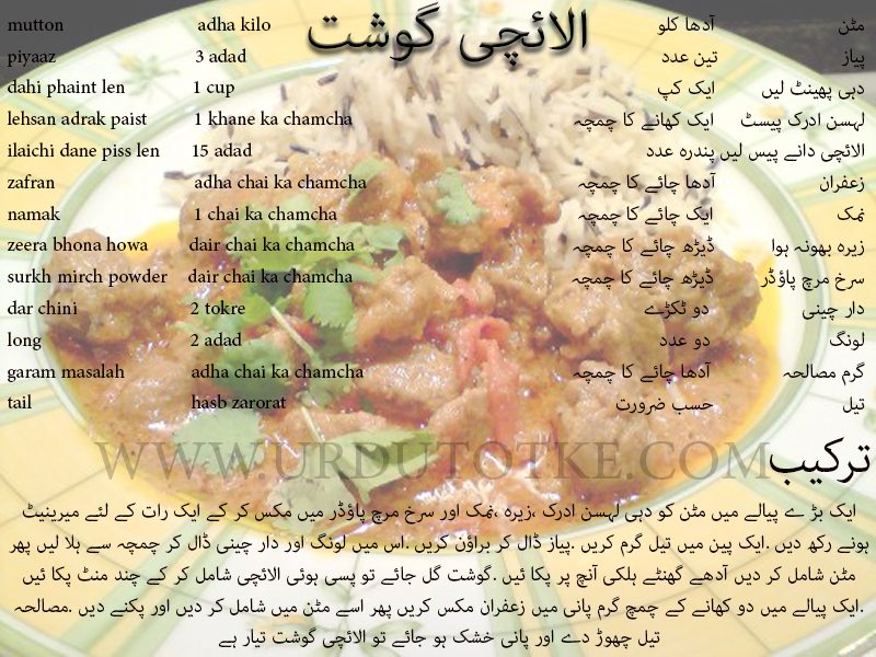 ilaichi gosht recipe in urdu