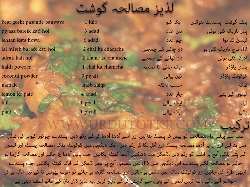 beef masala recipe in urdu